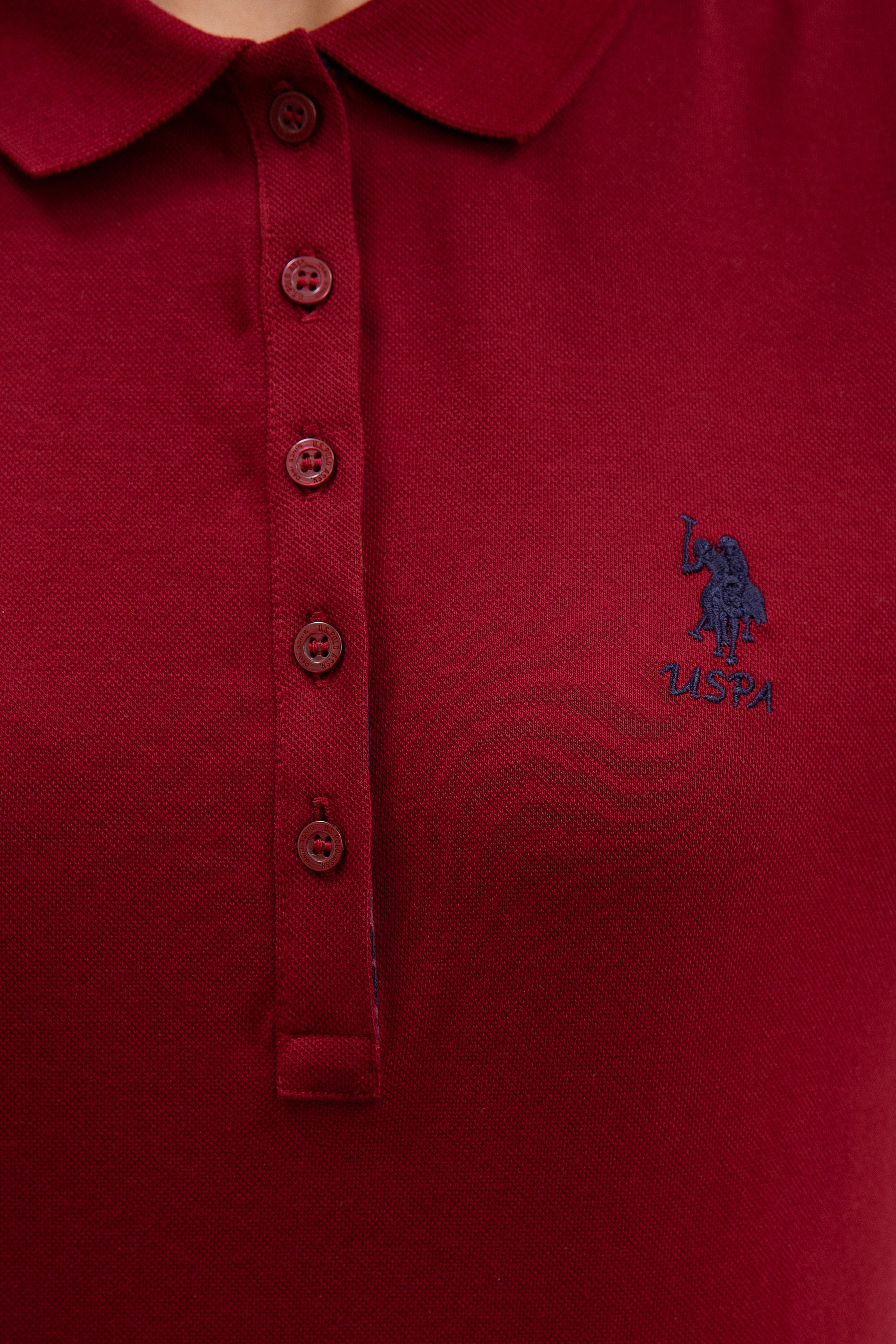 Kadın Bordo Basic Polo Yaka Sweatshirt - Image 5