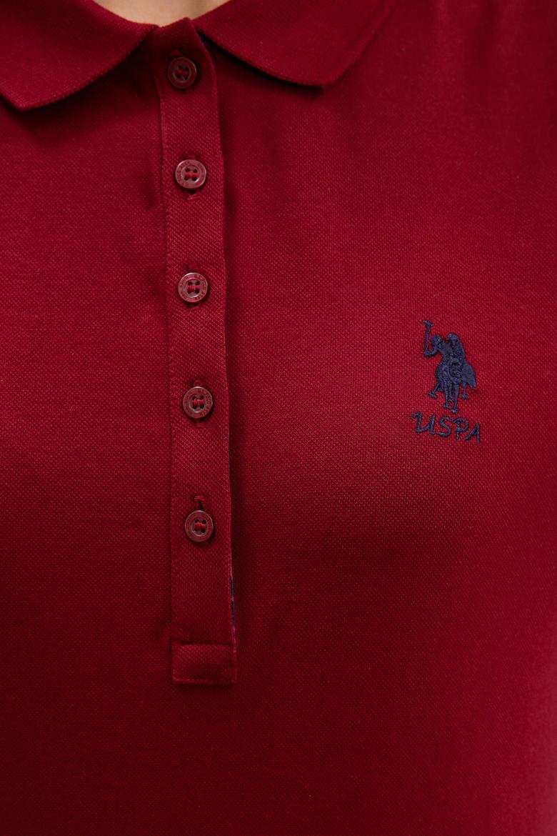 Kadın Bordo Basic Polo Yaka Sweatshirt - 50205969174