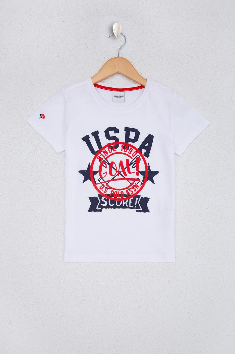 Çocuk Beyaz Bisiklet Yaka Tişört