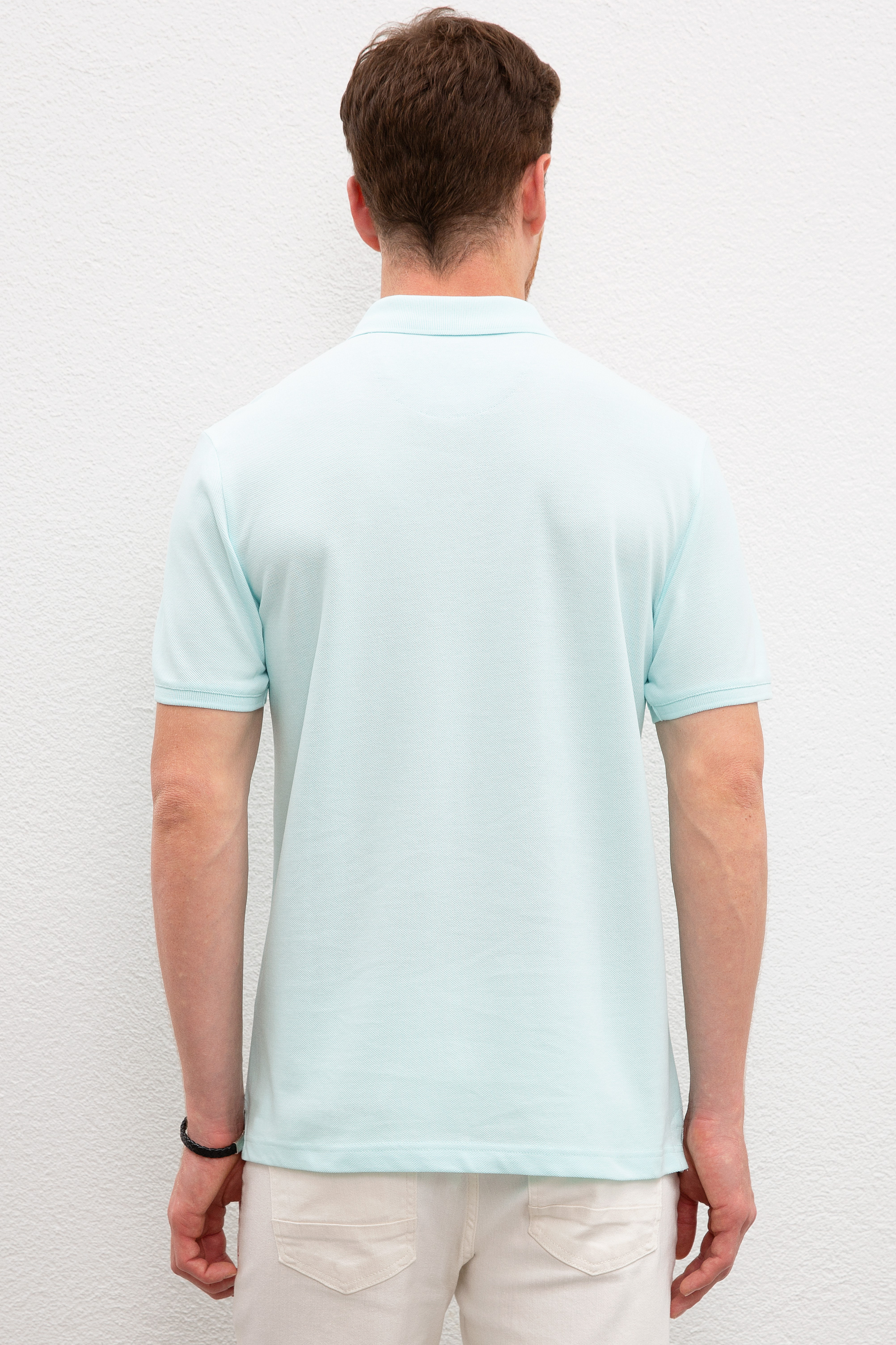Erkek Nil Yeşili Polo Yaka T-Shirt Basic