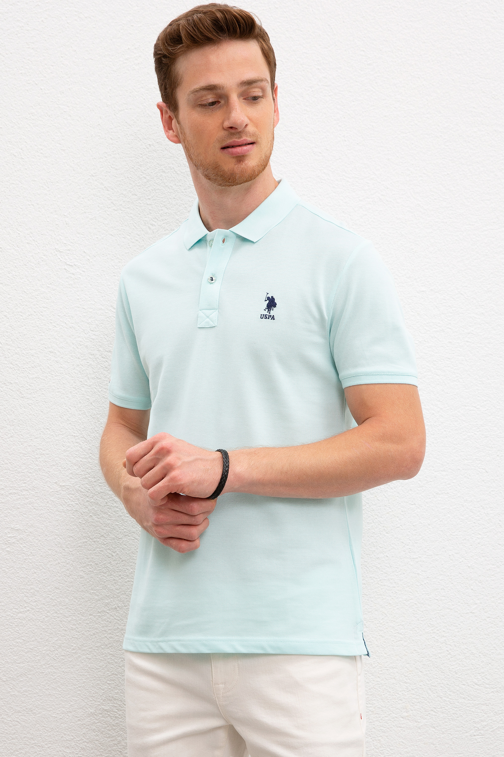 Erkek Nil Yeşili Polo Yaka T-Shirt Basic - Image 1
