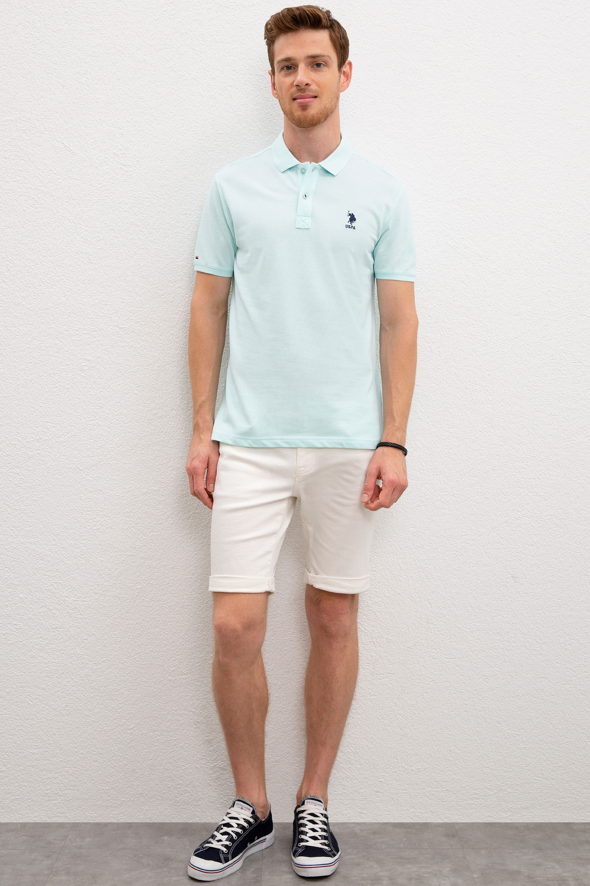 Erkek Nil Yeşili Polo Yaka T-Shirt Basic
