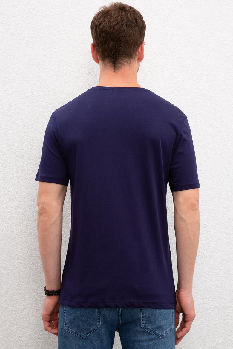 Erkek Lacivert V-Yaka T-Shirt Basic - 50199831001