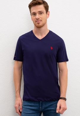 Erkek Lacivert V-Yaka T-Shirt Basic - 50199831001