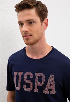 Erkek Lacivert Bisiklet Yaka T-Shirt - 50219185003