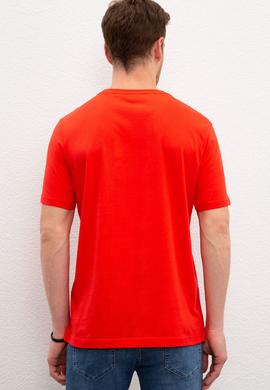 Erkek Açık Kırmızı Bisiklet Yaka T-Shirt Basic - 50216452101