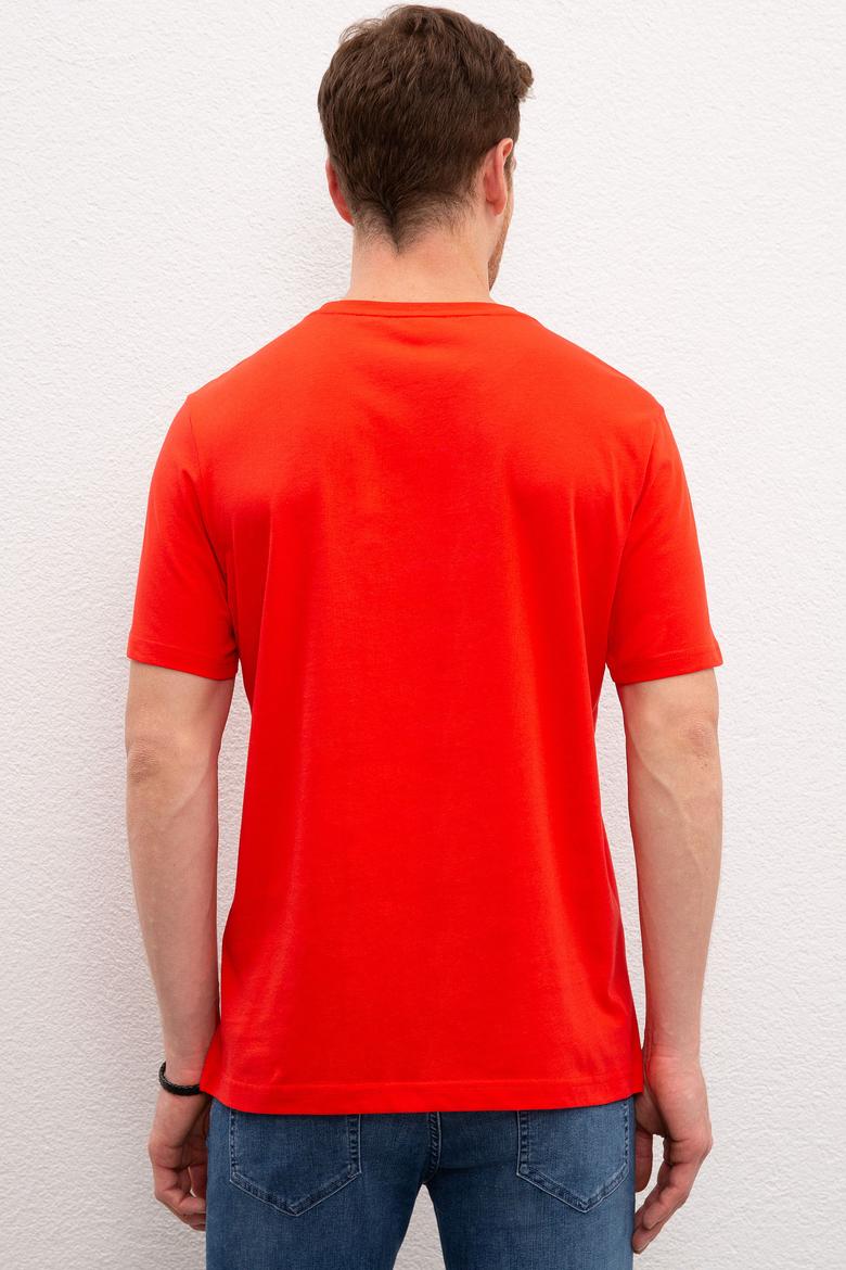 Erkek Açık Kırmızı Bisiklet Yaka T-Shirt Basic - 50216452101