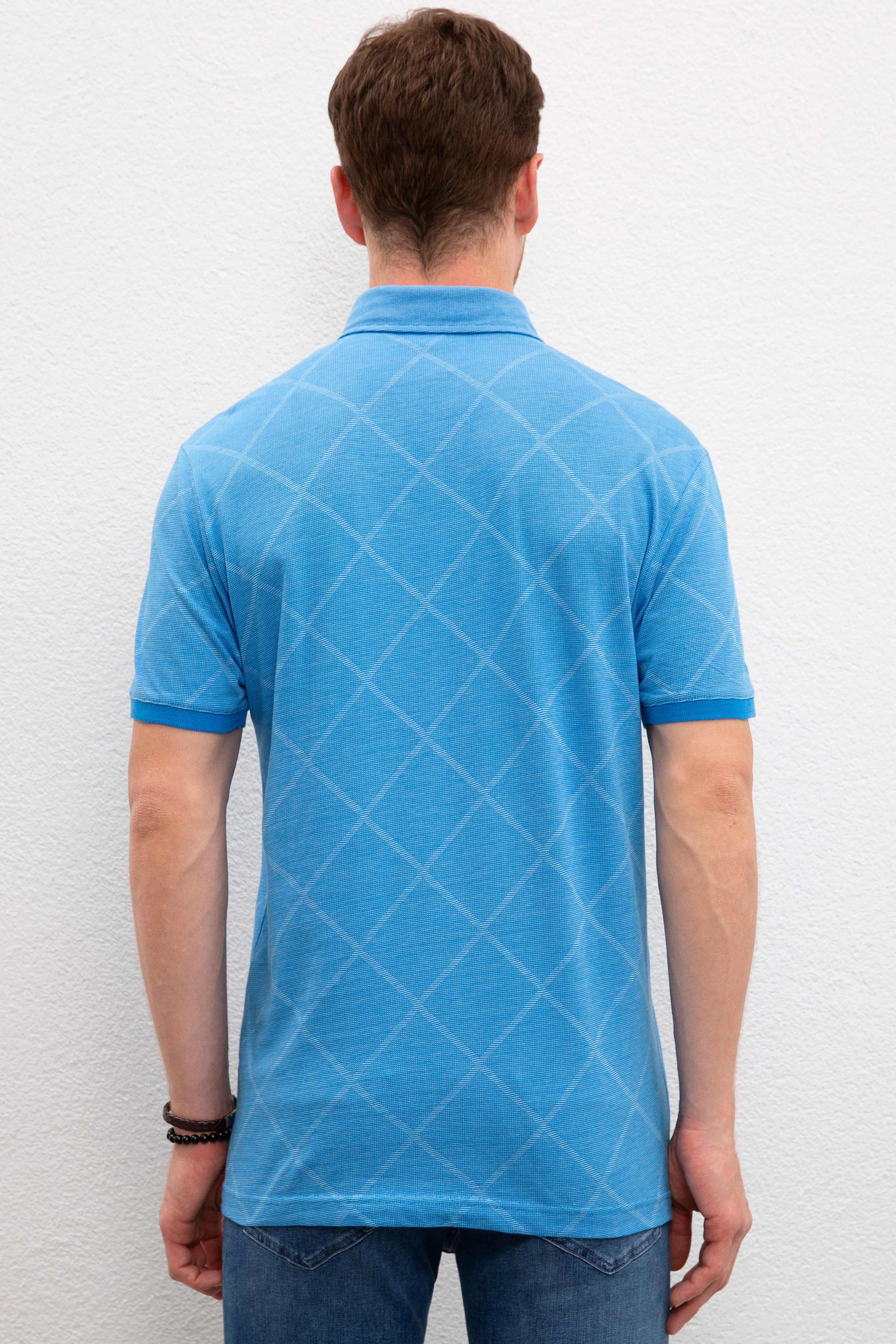 Erkek Nil Yeşili Polo Yaka T-Shirt Basic - Image 3