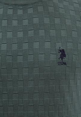 Erkek Yeşil Bisiklet Yaka Triko Kazak Basic - 50206683022