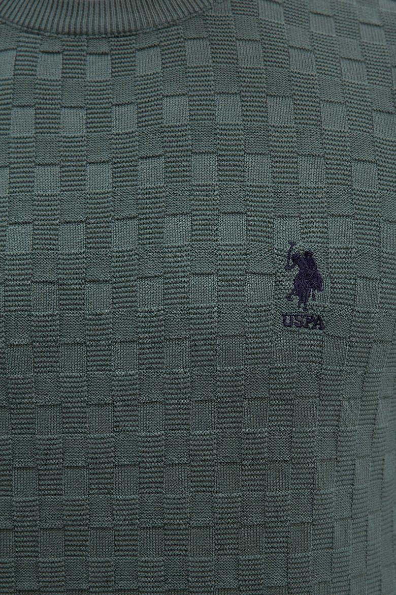 Erkek Yeşil Bisiklet Yaka Triko Kazak Basic - 50206683022