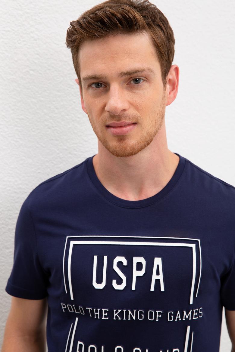 Erkek Lacivert Bisiklet Yaka T-Shirt - 50221085026