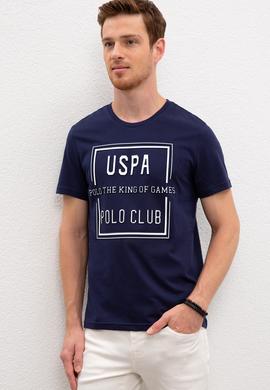 Erkek Lacivert Bisiklet Yaka T-Shirt - 50221085026