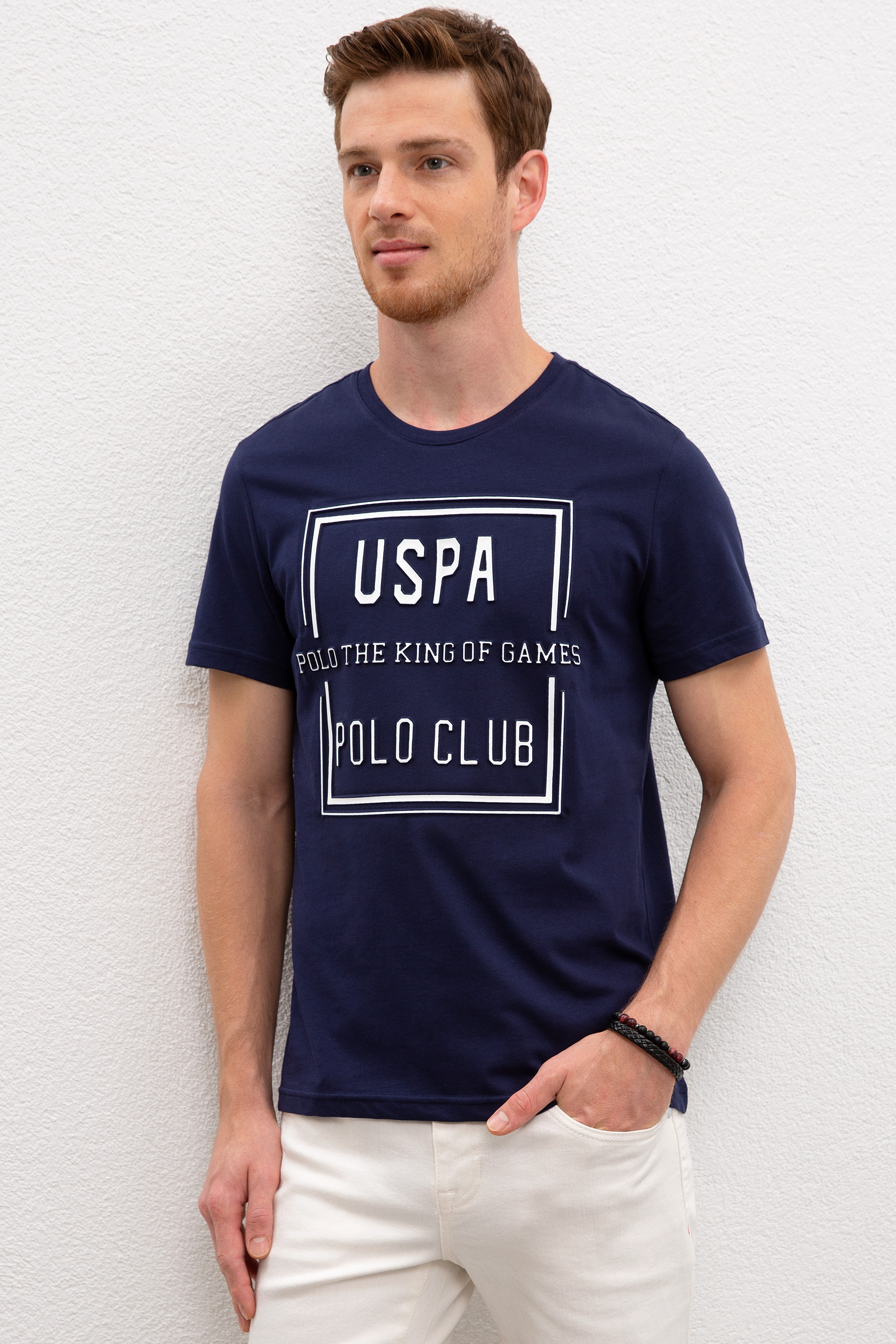 Erkek Lacivert Bisiklet Yaka T-Shirt - Image 1