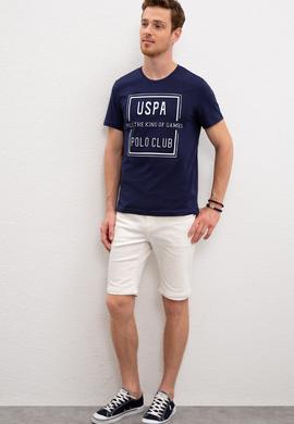 Erkek Lacivert Bisiklet Yaka T-Shirt - 50221085026