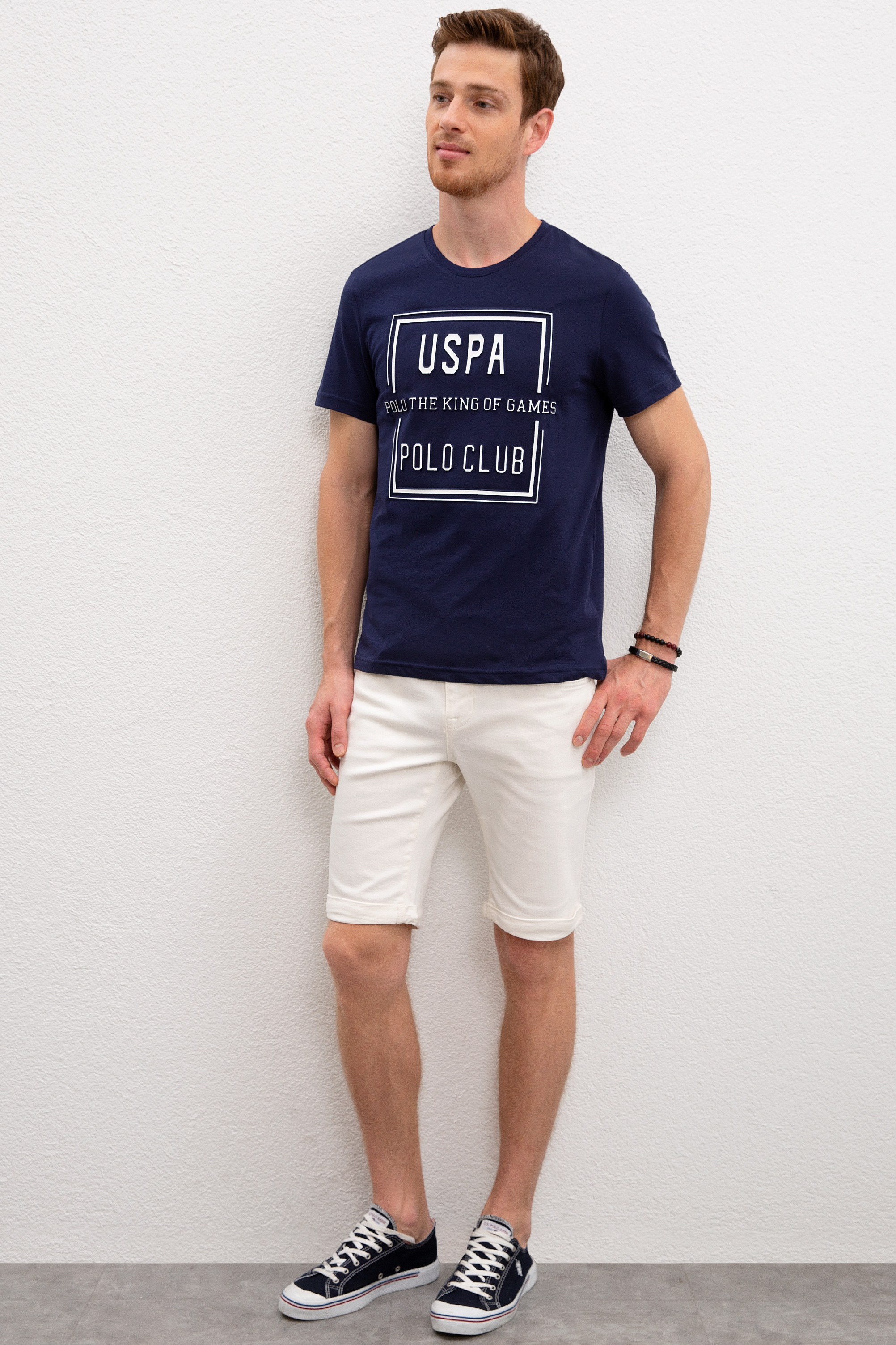 Erkek Lacivert Bisiklet Yaka T-Shirt - Image 4