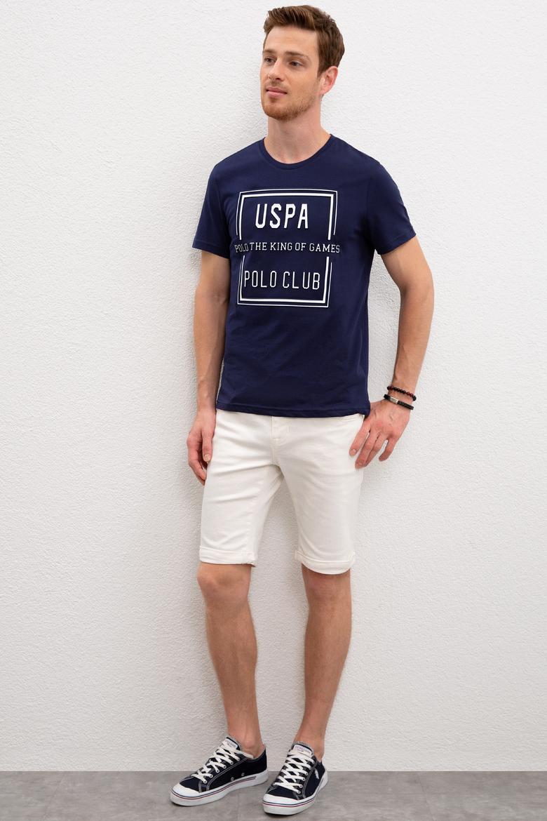 Erkek Lacivert Bisiklet Yaka T-Shirt - 50221085026