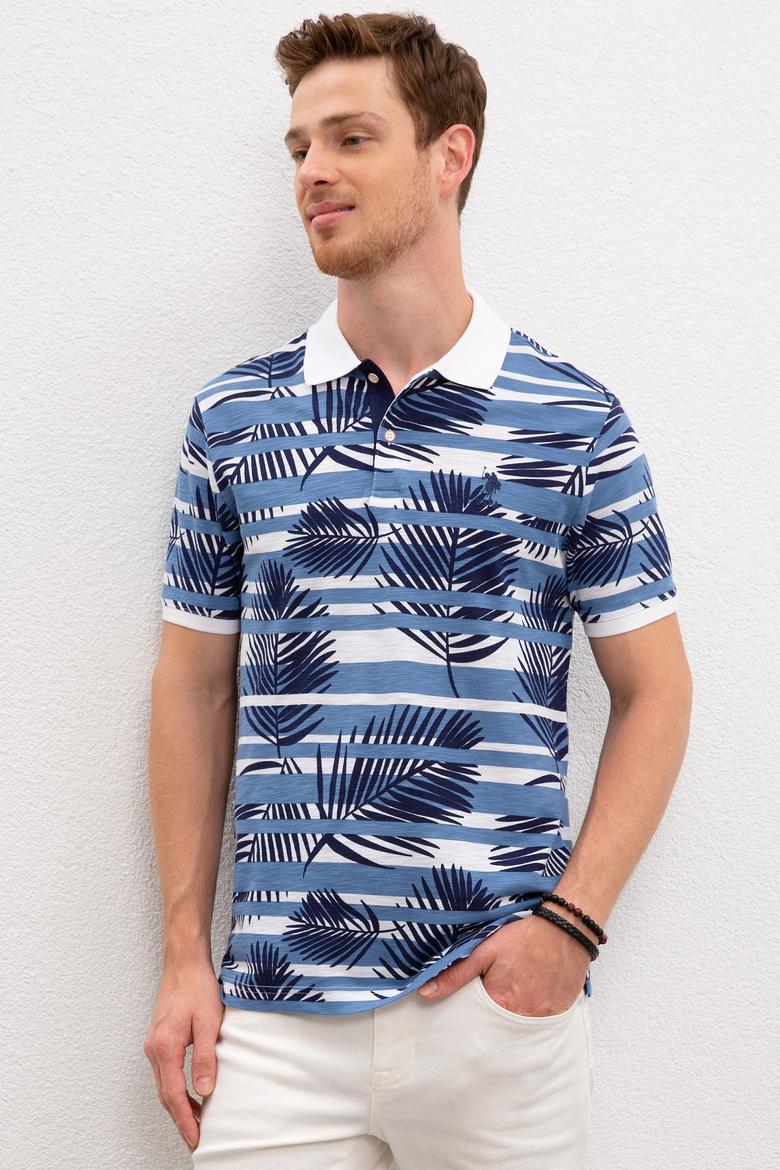 Erkek İndigo Polo Yaka Tişört