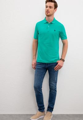 Erkek Yeşil Basic Polo Yaka Tişört - 50217612260