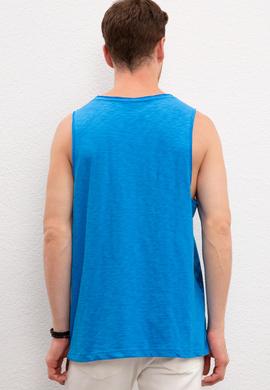 Erkek Kobalt Bisiklet Yaka T-Shirt - 50219244023