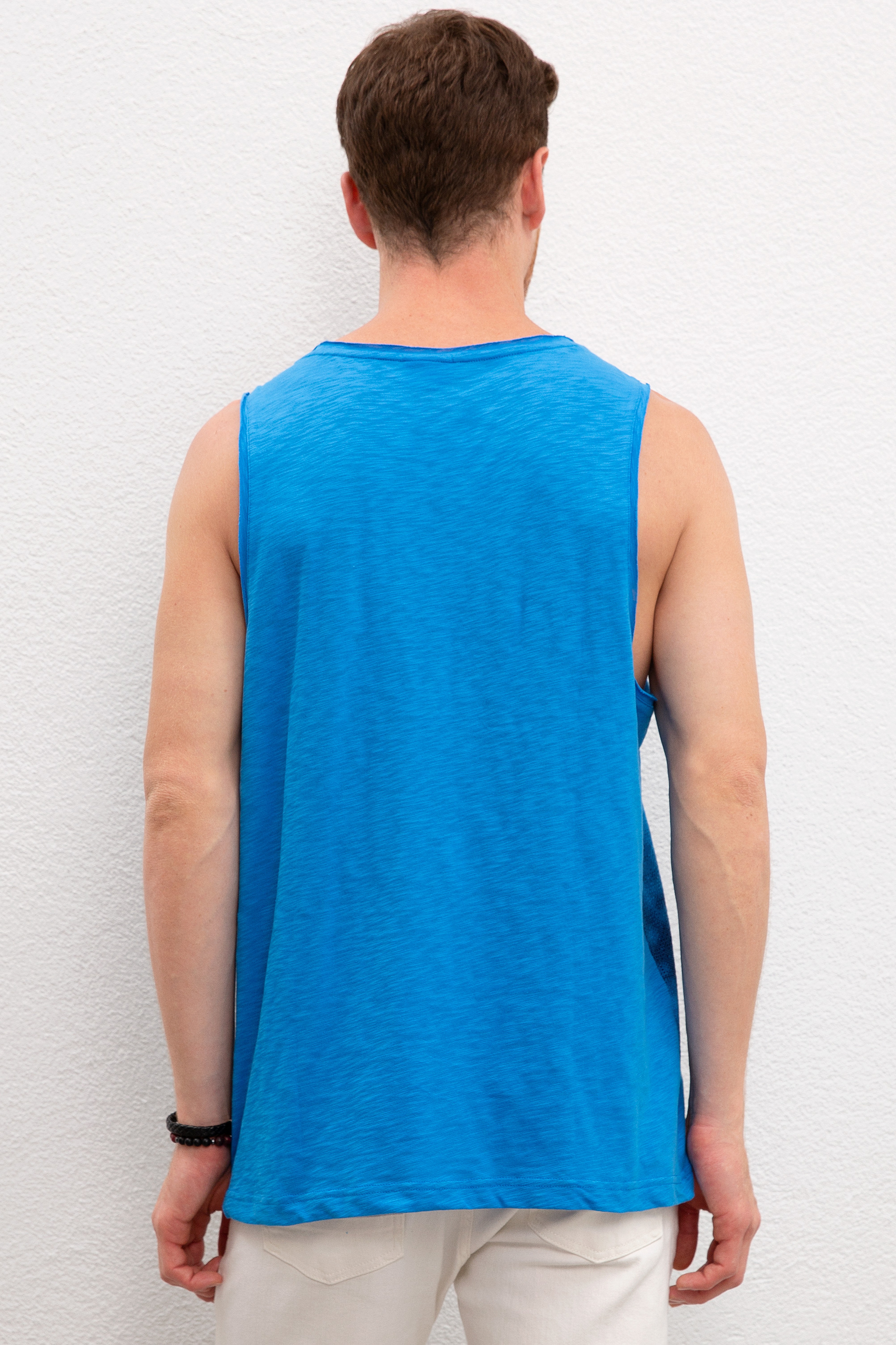 Erkek Kobalt Bisiklet Yaka T-Shirt