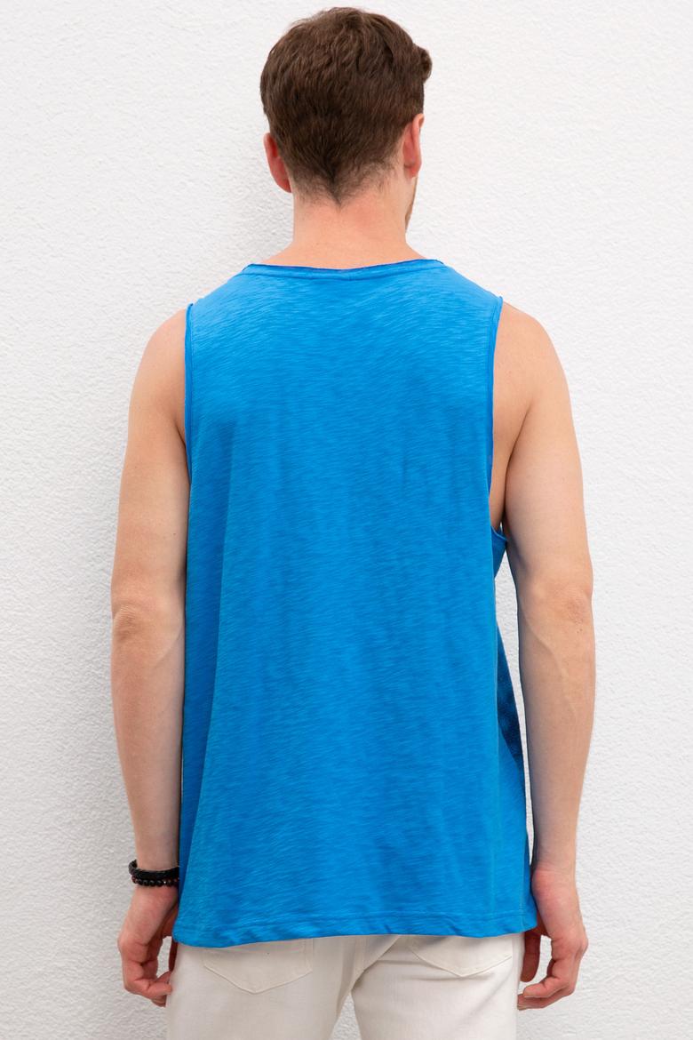 Erkek Kobalt Bisiklet Yaka T-Shirt - 50219244023