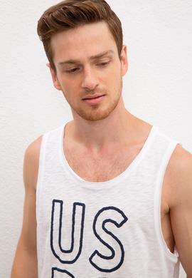 Erkek Beyaz Bisiklet Yaka T-Shirt - 50219244003