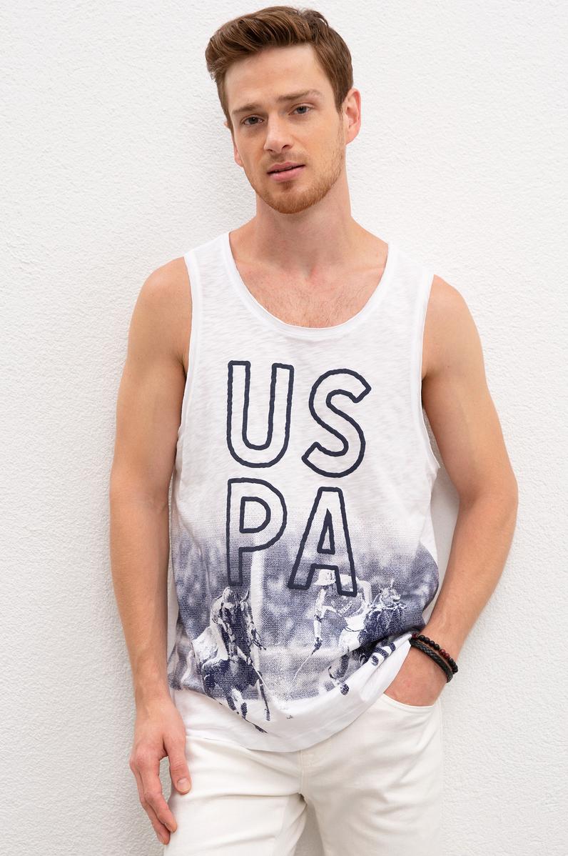 Erkek Beyaz Bisiklet Yaka T-Shirt