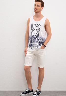 Erkek Beyaz Bisiklet Yaka T-Shirt - 50219244003