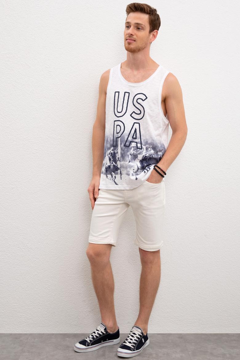 Erkek Beyaz Bisiklet Yaka T-Shirt - 50219244003