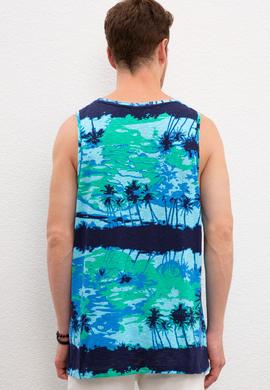 Erkek Turkuaz Bisiklet Yaka T-Shirt - 50219256024