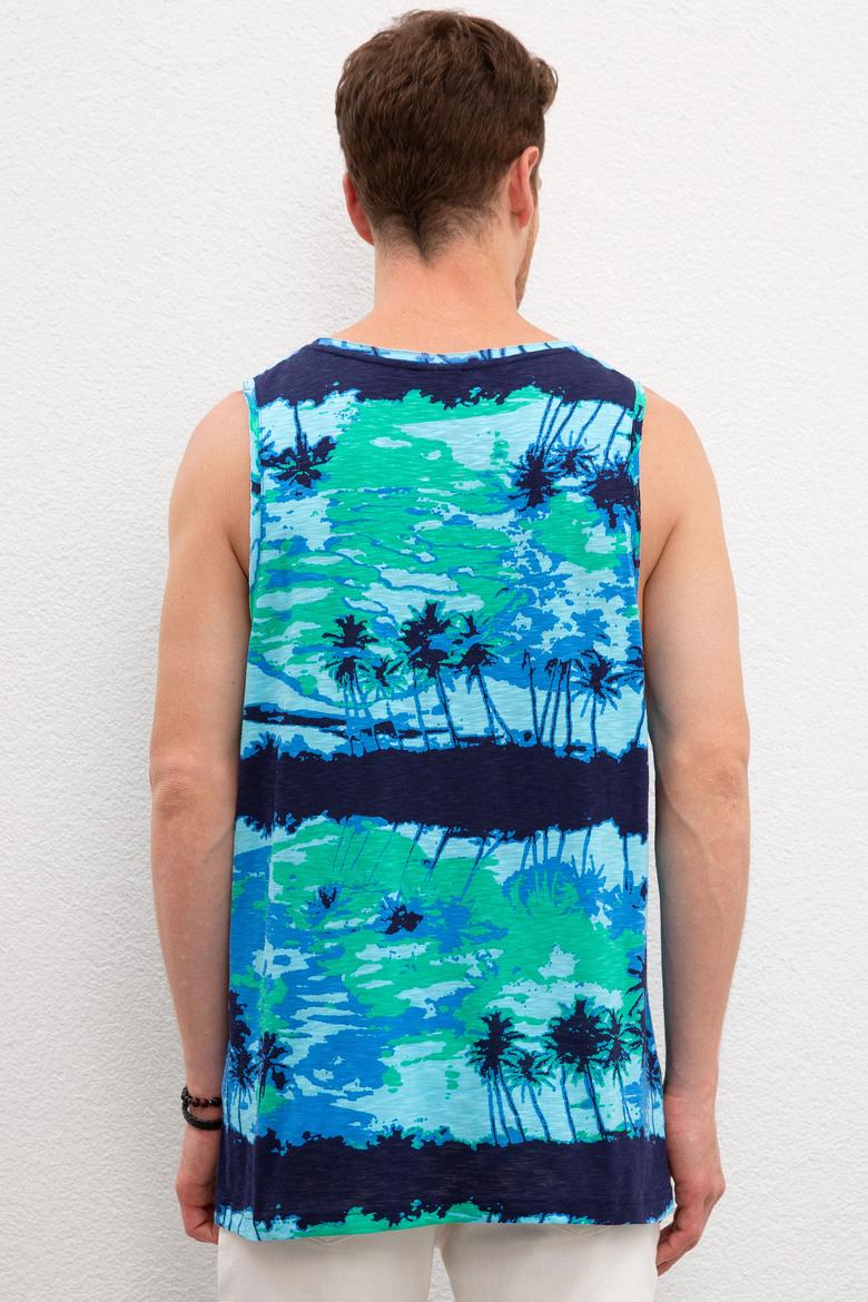 Erkek Turkuaz Bisiklet Yaka T-Shirt - 50219256024