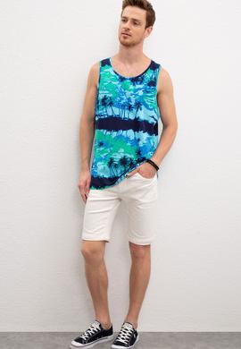 Erkek Turkuaz Bisiklet Yaka T-Shirt - 50219256024