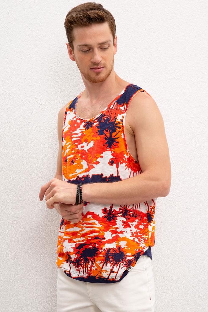 Erkek Turuncu Bisiklet Yaka T-Shirt