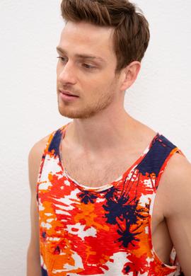 Erkek Turuncu Bisiklet Yaka T-Shirt - 50219256049