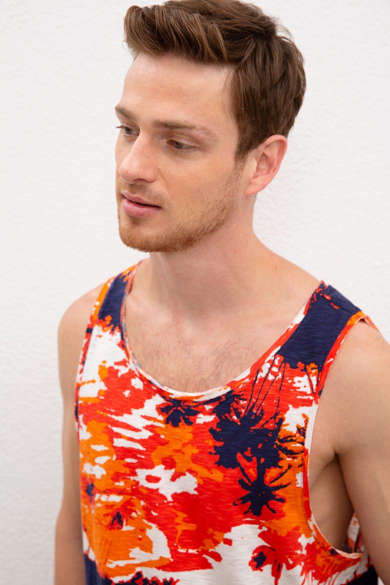 Erkek Turuncu Bisiklet Yaka T-Shirt - 50219256049