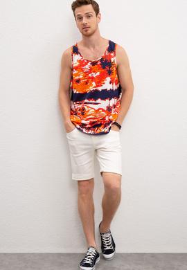 Erkek Turuncu Bisiklet Yaka T-Shirt - 50219256049