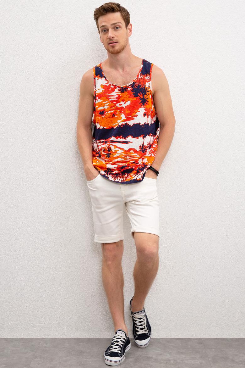 Erkek Turuncu Bisiklet Yaka T-Shirt - 50219256049