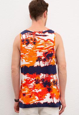 Erkek Turuncu Bisiklet Yaka T-Shirt - 50219256049