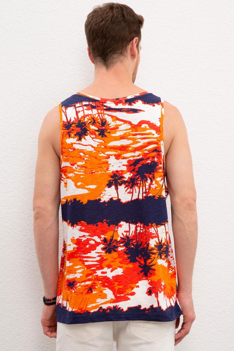 Erkek Turuncu Bisiklet Yaka T-Shirt - 50219256049