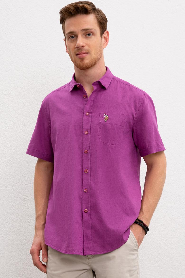 Erkek Mor Gömlek Kısakol