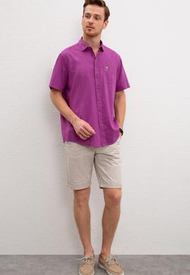 Erkek Mor Gömlek Kısakol - 50200424065