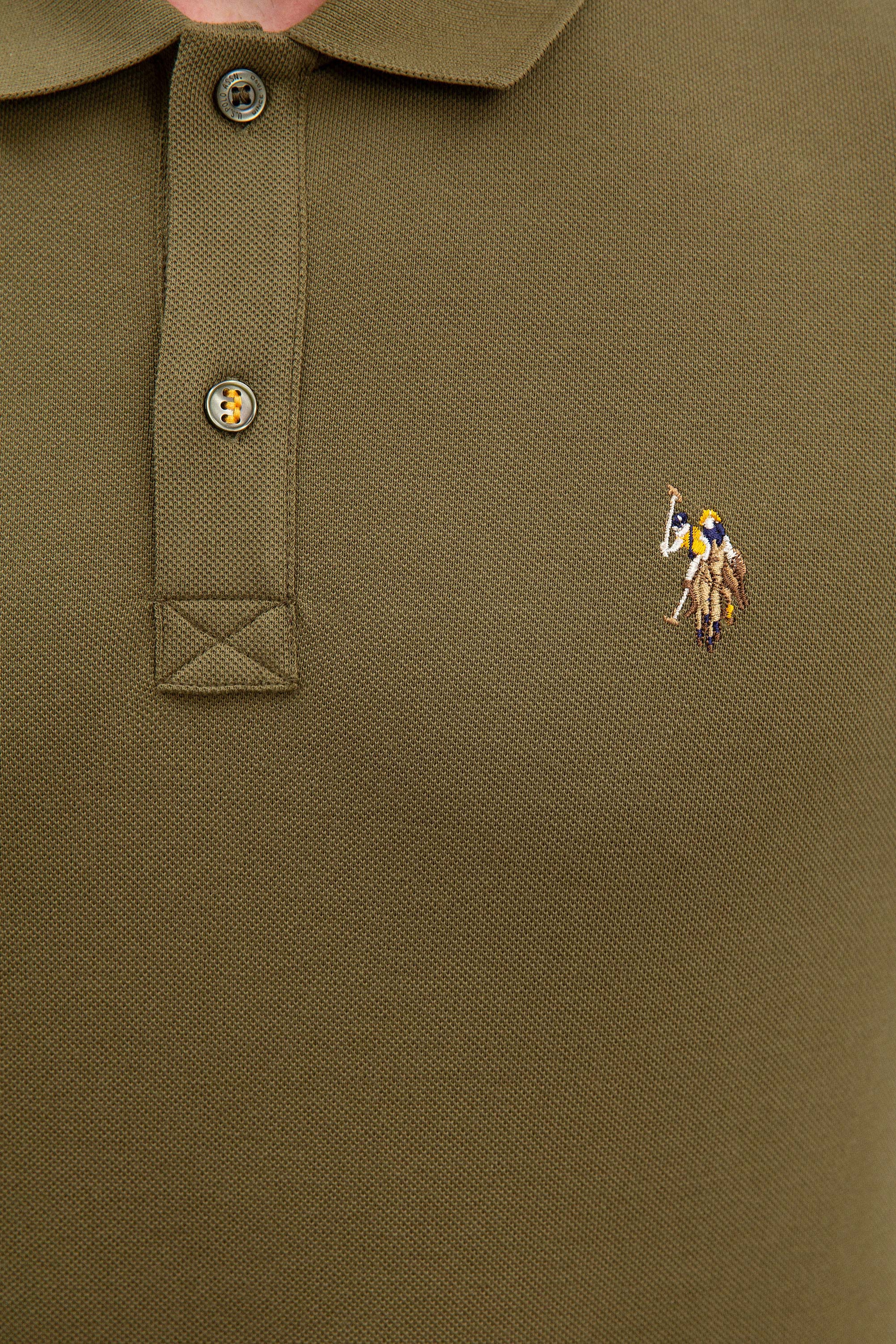 Erkek Koyu Haki Polo Yaka T-Shirt Basic - Image 4