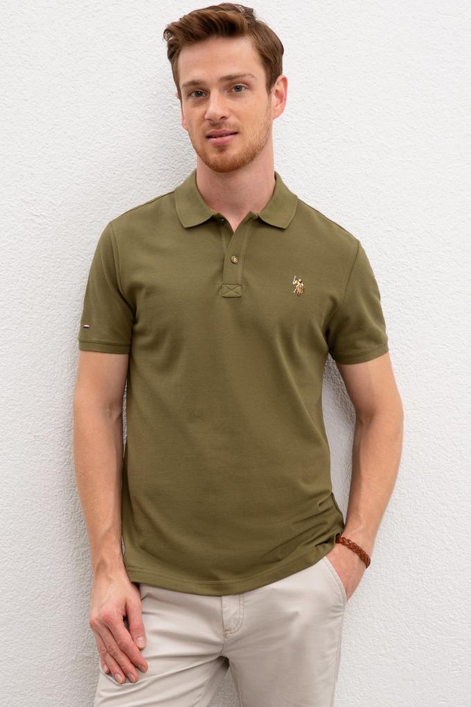 Erkek Koyu Haki Polo Yaka T-Shirt Basic