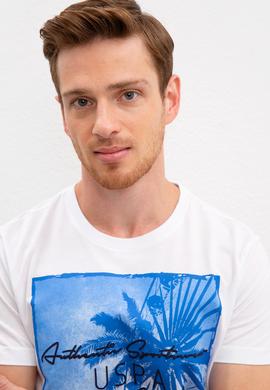 Erkek Beyaz Bisiklet Yaka T-Shirt - 50220903017