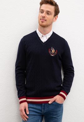 Erkek Lacivert Bisiklet Yaka Triko Kazak - 50207703031