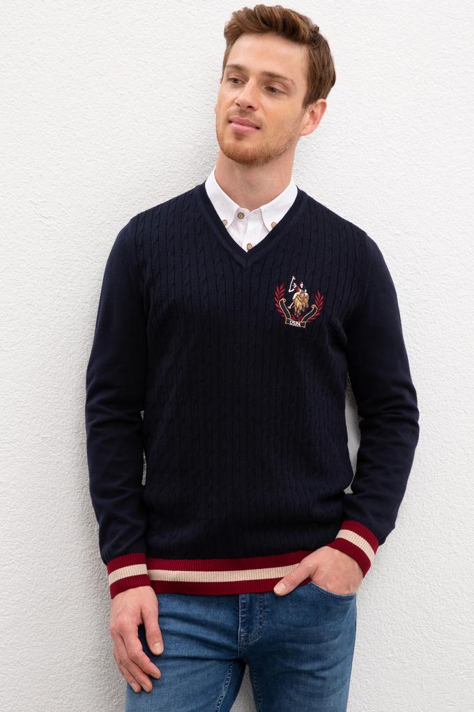 Erkek Lacivert Bisiklet Yaka Triko Kazak