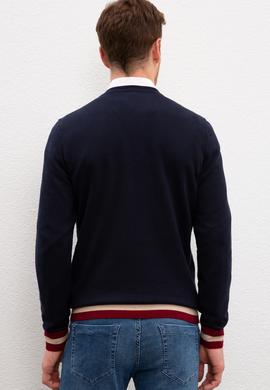 Erkek Lacivert Bisiklet Yaka Triko Kazak - 50207703031