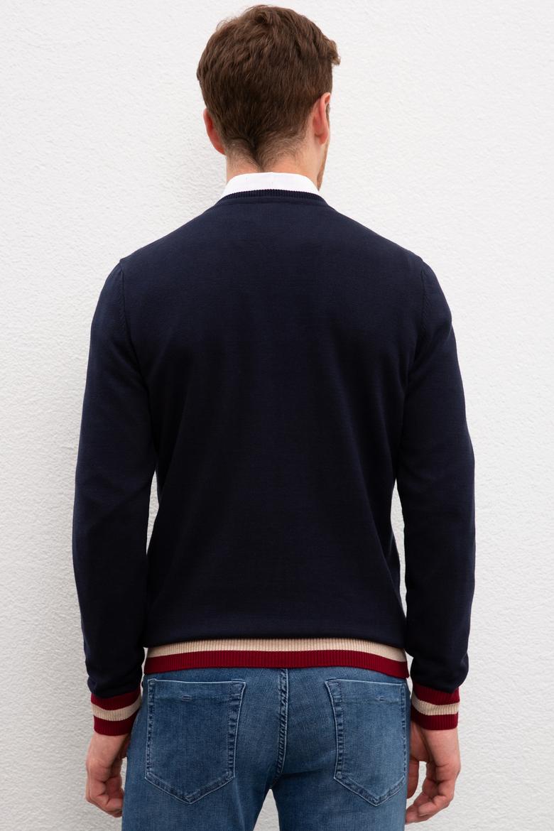 Erkek Lacivert Bisiklet Yaka Triko Kazak - 50207703031