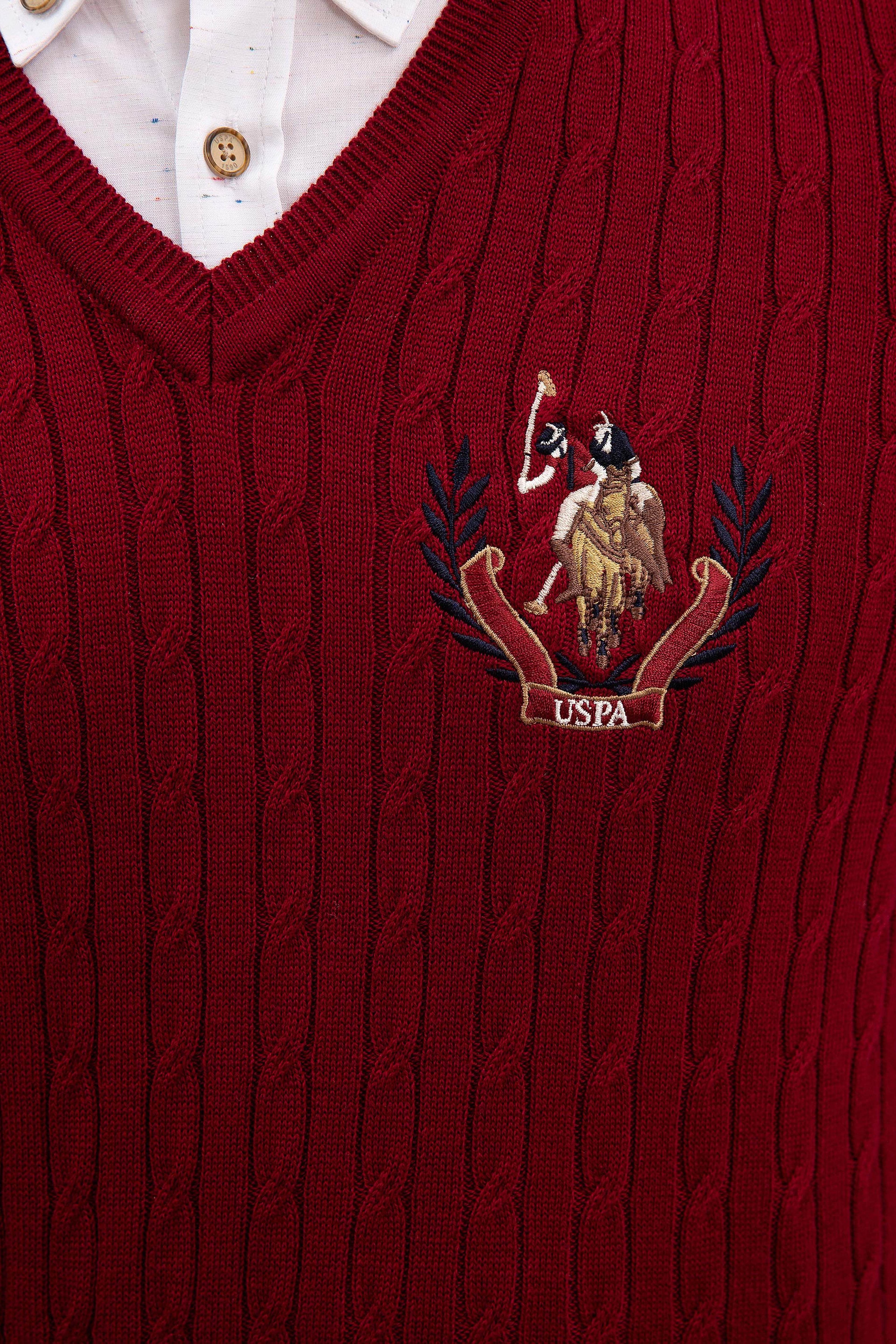 Erkek Bordo Bisiklet Yaka Triko Kazak - Image 5
