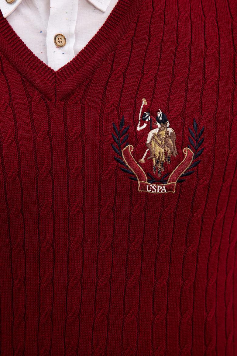 Erkek Bordo Bisiklet Yaka Triko Kazak - 50207703032